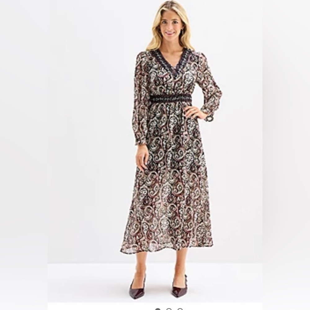 FRYE AND CO. Multicolor Paisley Long Sleeve Dress size XS New with tag